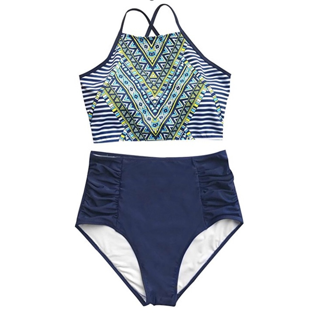 Cupshe Blue and Yellow Patterned Bikini